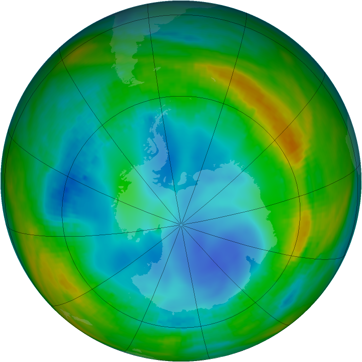 Antarctic ozone map for 27 July 1991